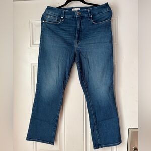 Good American Good Petite Straight Leg Blue Jeans